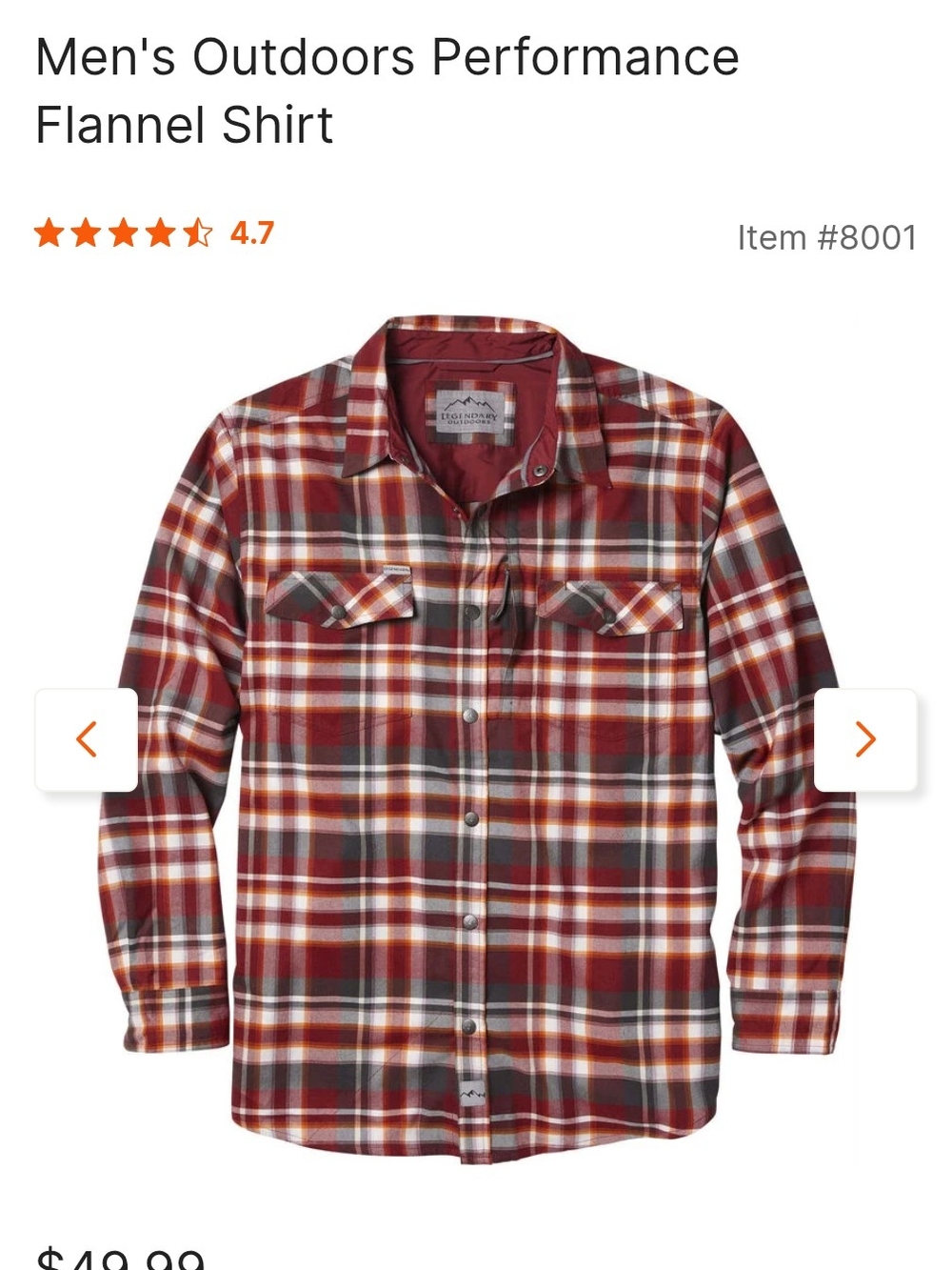 Men's Outdoors Performance Flannel Shirt - Red Plaid